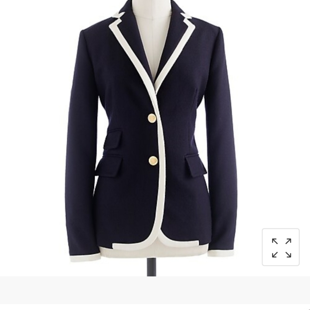 J Crew Wool navy and cream blazer size 2